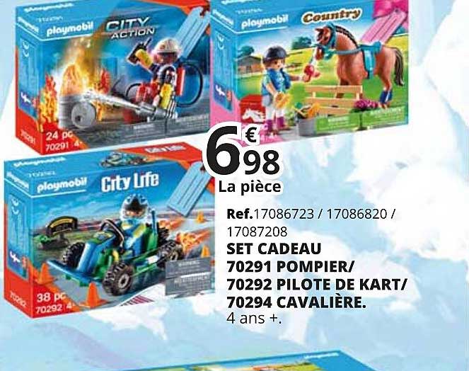 set cadeau 70291 pompier 70292 pilote de kart 70294 cavalière