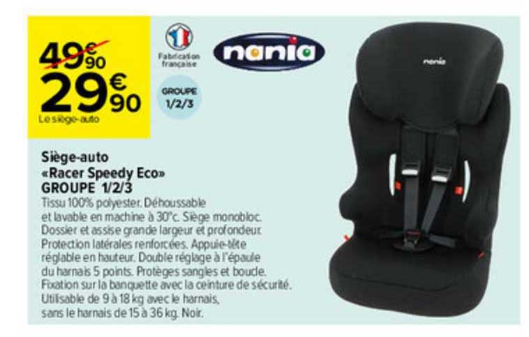 siège-auto «racer speedy eco» groupe 1-2-3 nania