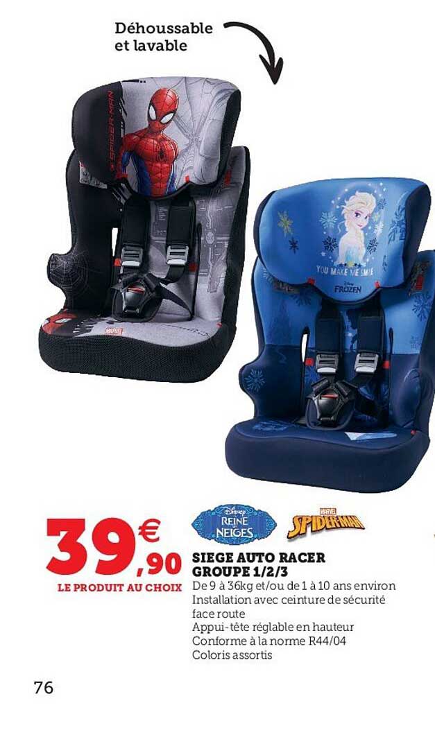 siège auto racer groupe 1-2-3