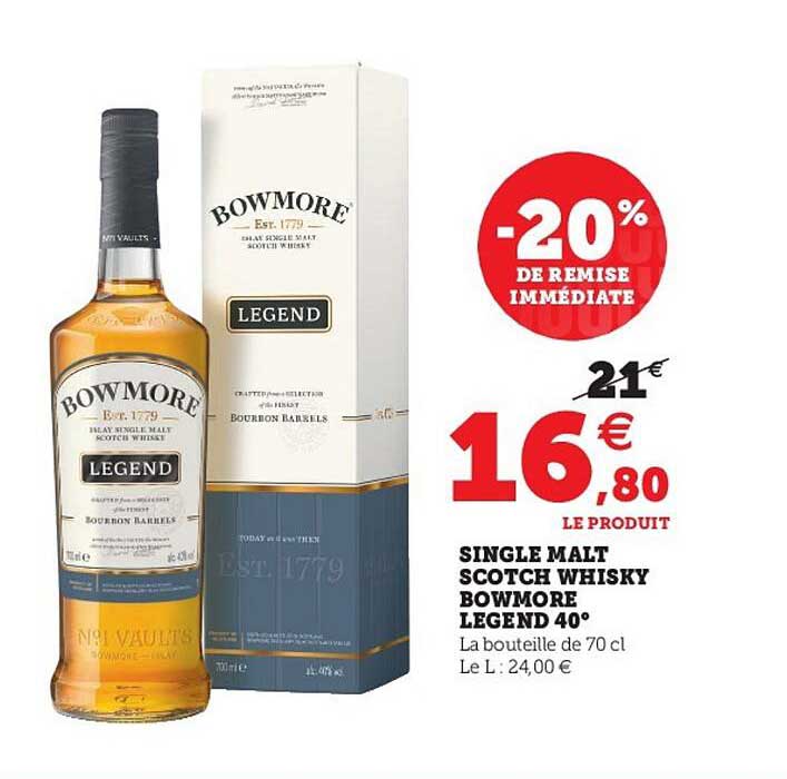single malt scotch whisky bowmore legend 40°