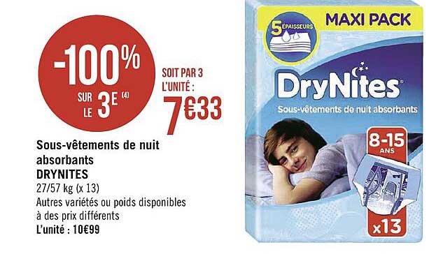 sous-vêtements de nuit absorbant drynites