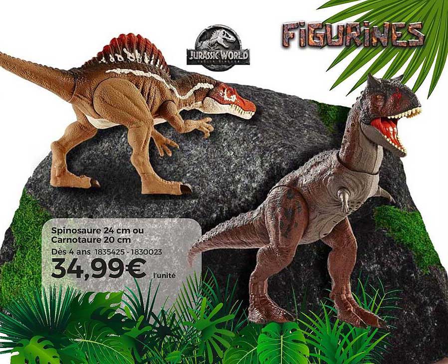 spinosaure 24 cm ou carnotaure 20 cm jurassic world
