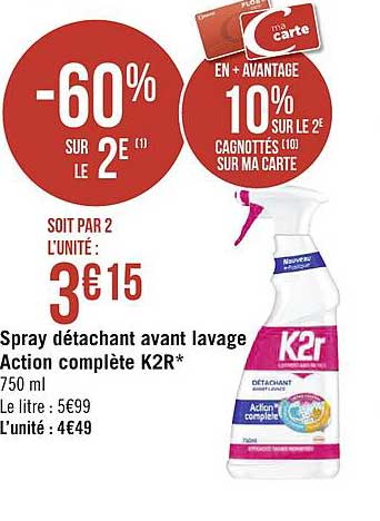 Spray Détachant Avant Lavage  Action Complète K2r