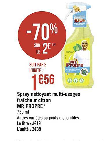 spray nettoyant multi-usages fraîcheur citron mr propre