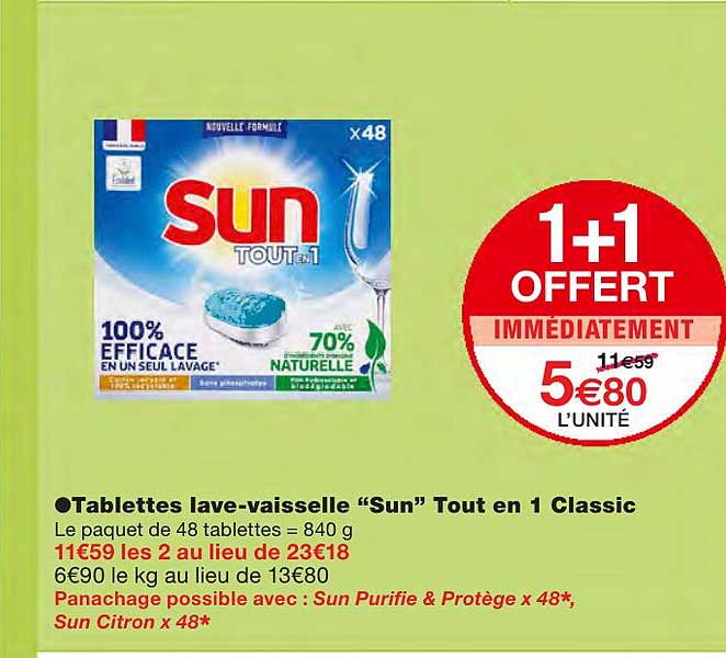 tablettes lave-vaisselle "sun" tout en 1 classic