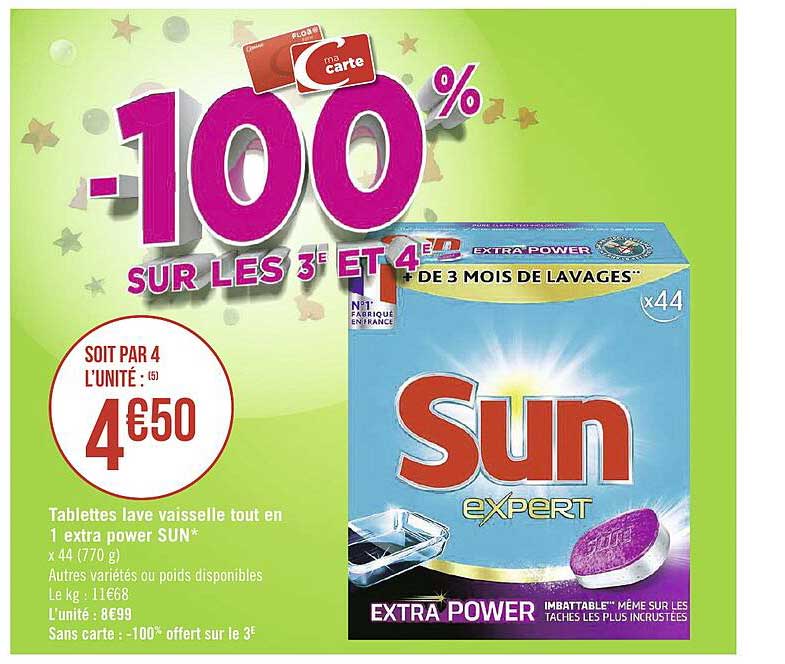 tablettes lave vaisselle tout en 1 extra power sun