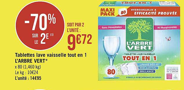 tablettes lave vaisselle tout en 1 l'arbre vert