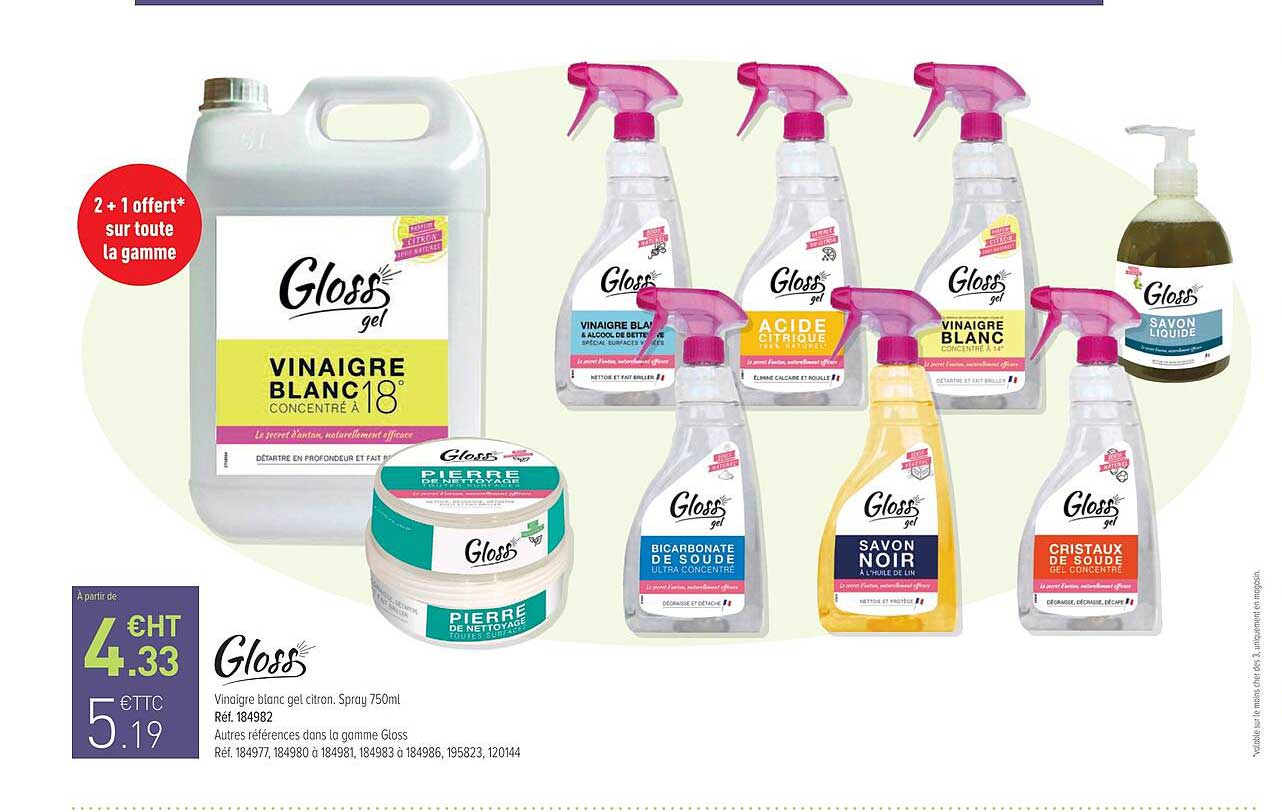 Vinaigre Blanc Gel Citron Spray Gloss