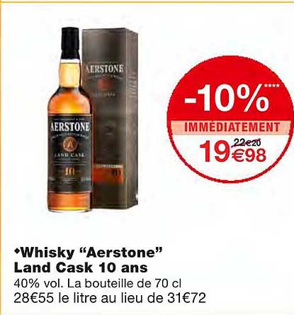 whisky "aerstone" land cask 10 ans