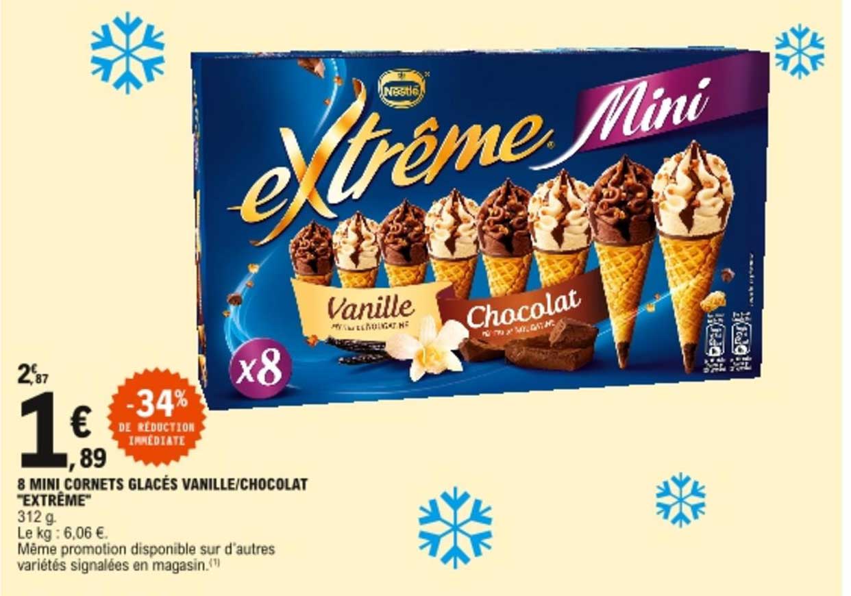 8 Mini Cornets Glacés Vanille-chocolat "extrême"