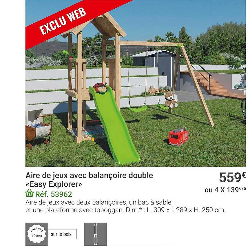 aire de jeux avec balançoire double «easy explore»