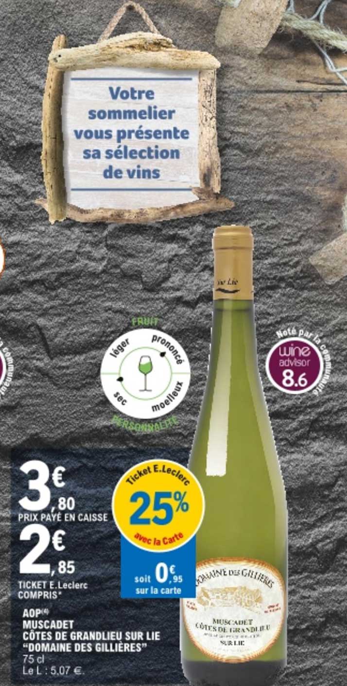 aop muscadet côtes de granlieu sur lie "domaine des gillières"