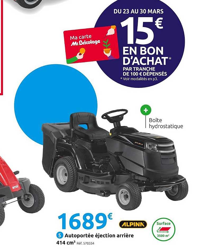 autoportée éjection arrière 414 cm3 alpina