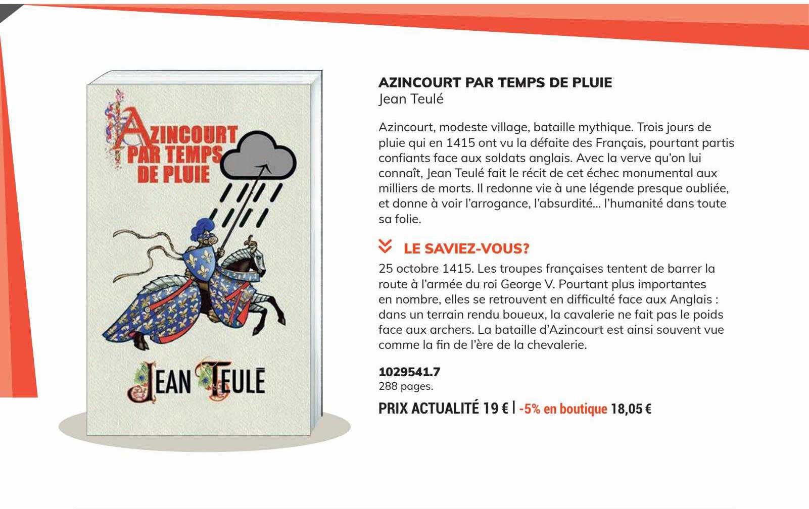 azincourt par temps de pluie - jean teulé