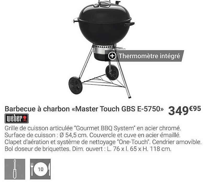 barbecue à charbon «master touch gbs e-5750» weber