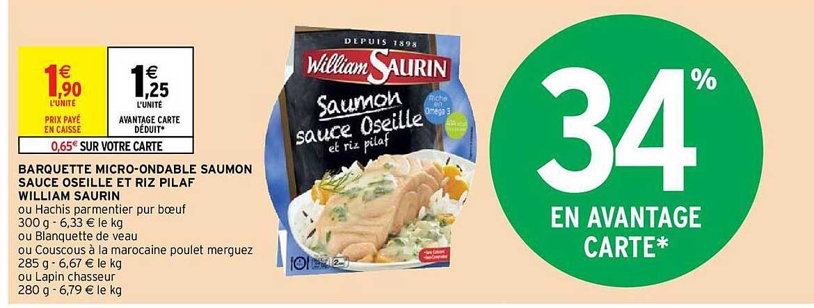 barquette micro-ondable saumon sauce oseille et riz pilaf william saurin