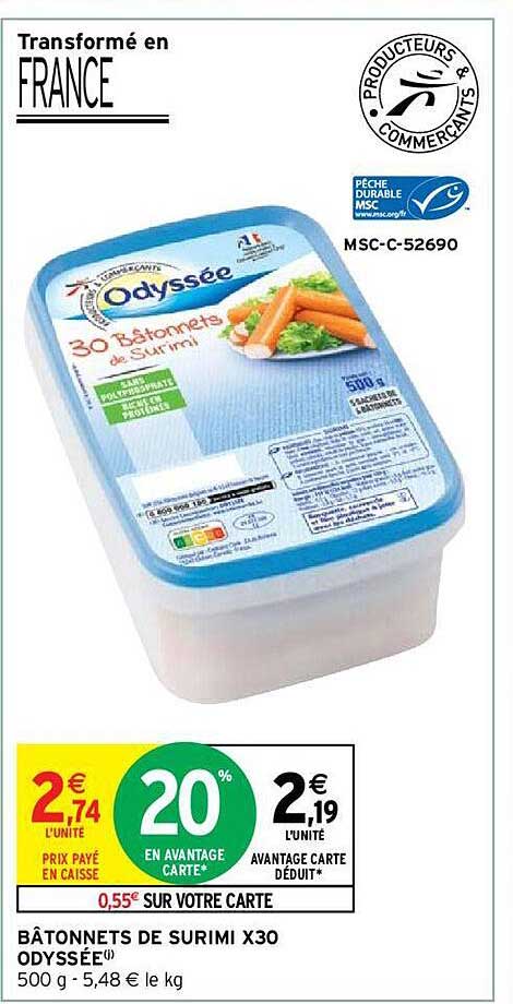 bâtonnets de surimi x30 odyssée