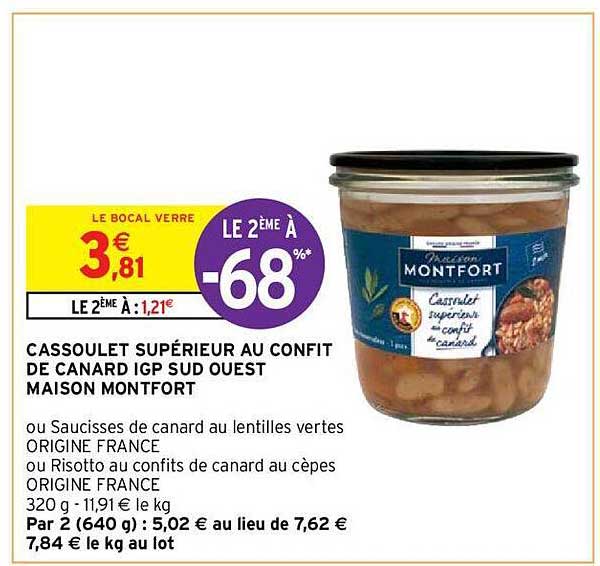 cassoulet supérieur au confit de canard igp sud ouest maison montfort le 2ème à -68%