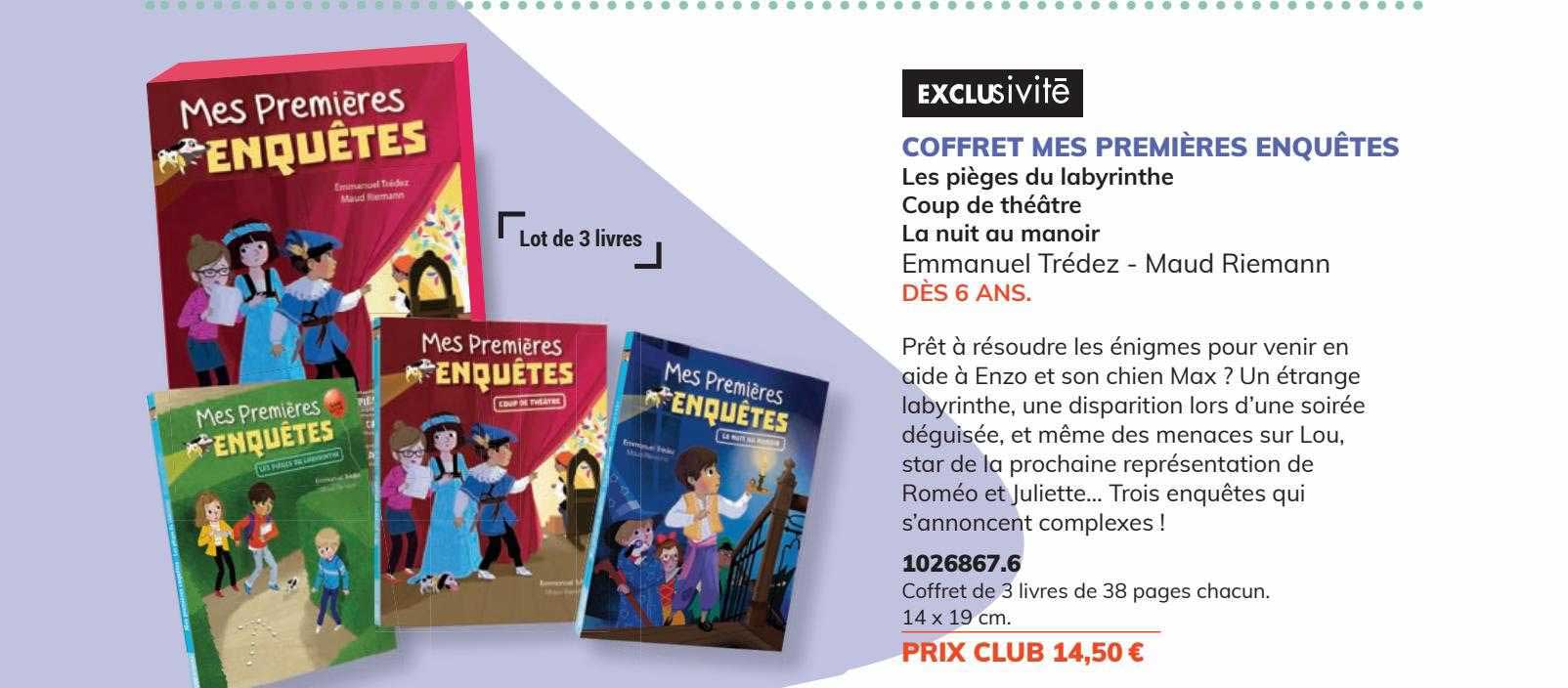 coffret mes premières enquêtes les pièges du labyrinthe coup de théâtre la nuit au manoir emmanuel trédez - maud riemann