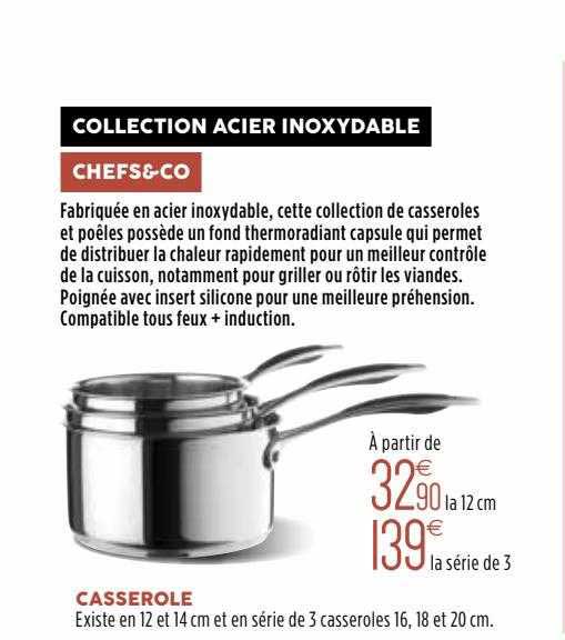 collection acier inoxydable chefs&co : casserole