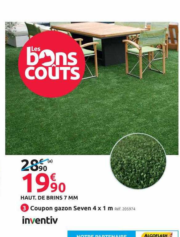 coupon gazon seven 4 x 1 m inventiv