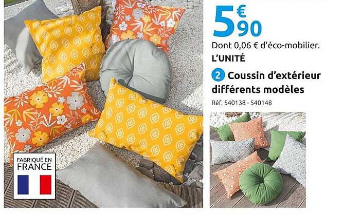 coussin d'extérieur différents modèles