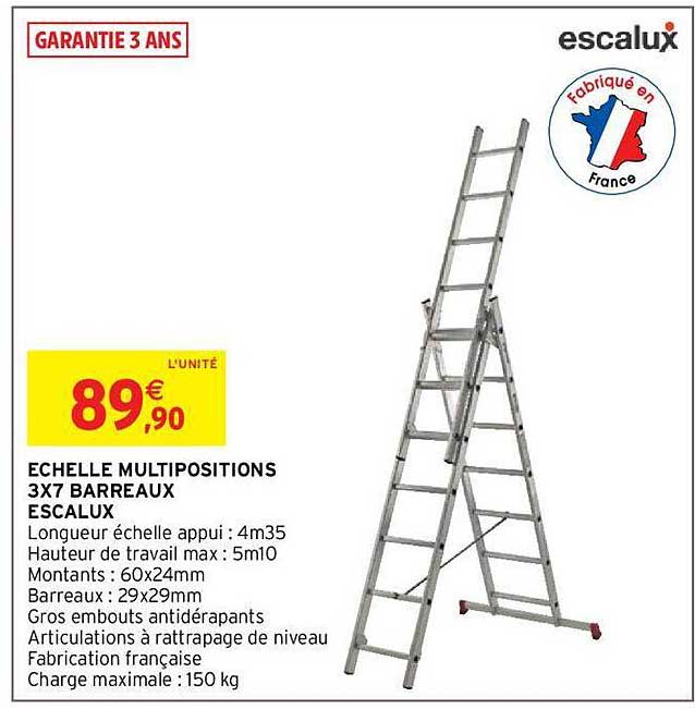 echelle multipositions 3x7 barreaux escalux