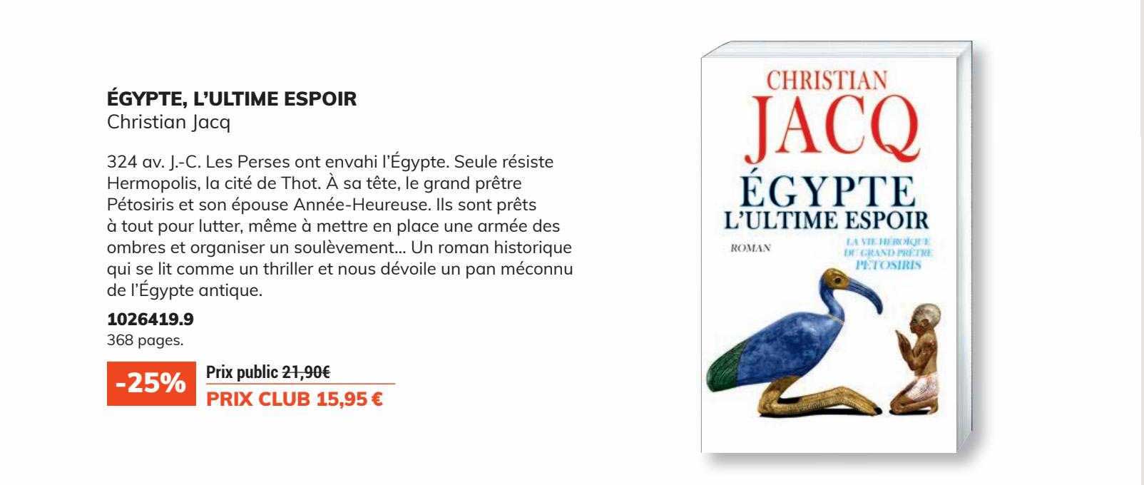 égypte, l'ultime espoir - christian jacq