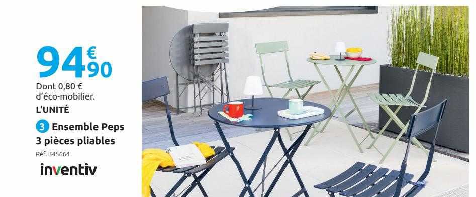 ensemble peps 3 pièces pliables inventiv