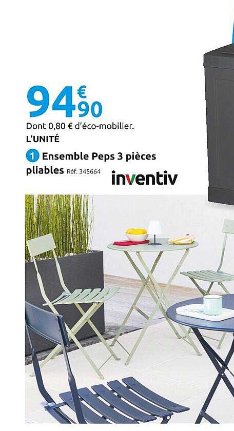 ensemble peps 3 pièces pliables inventiv