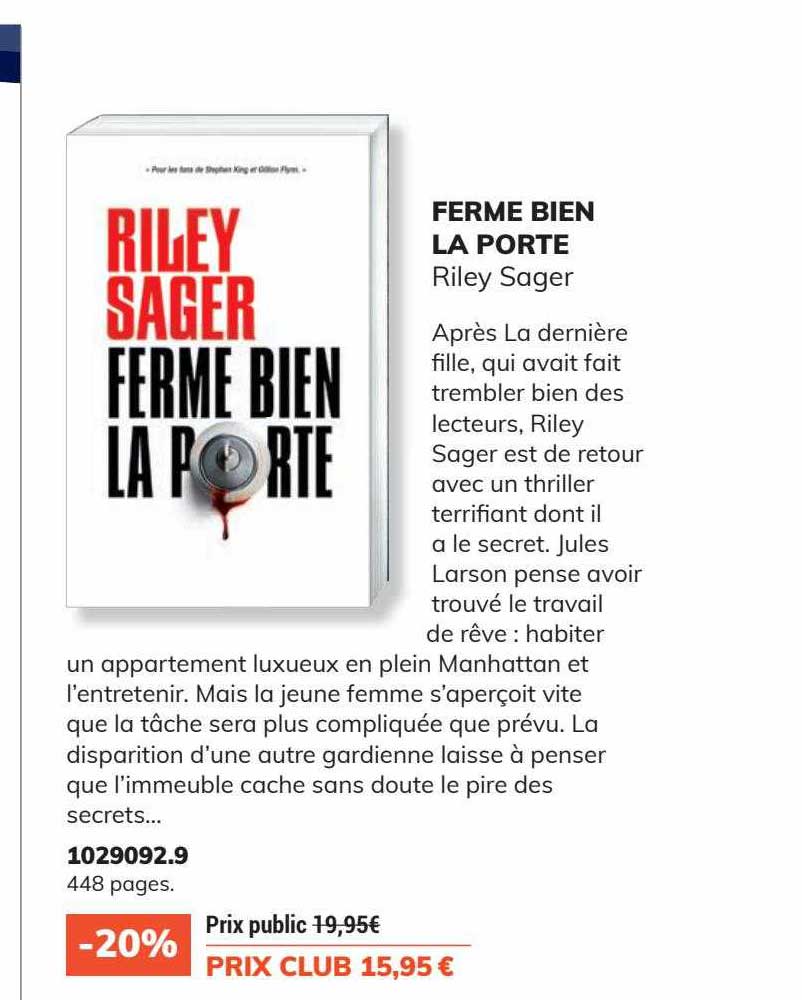 ferme bien la porte - riley sager