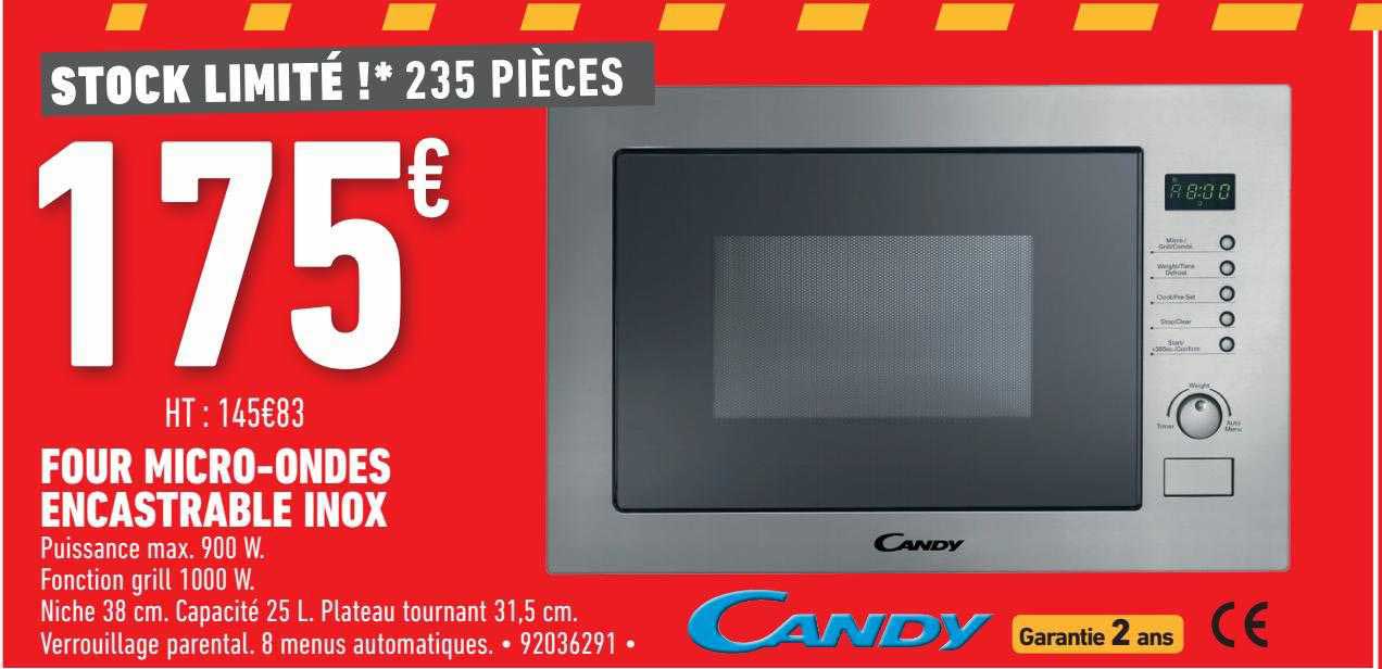 four micro-ondes encastrable inox candy
