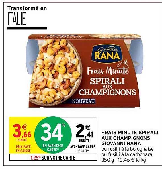 frais minute spirali aux champignons giovanni rana