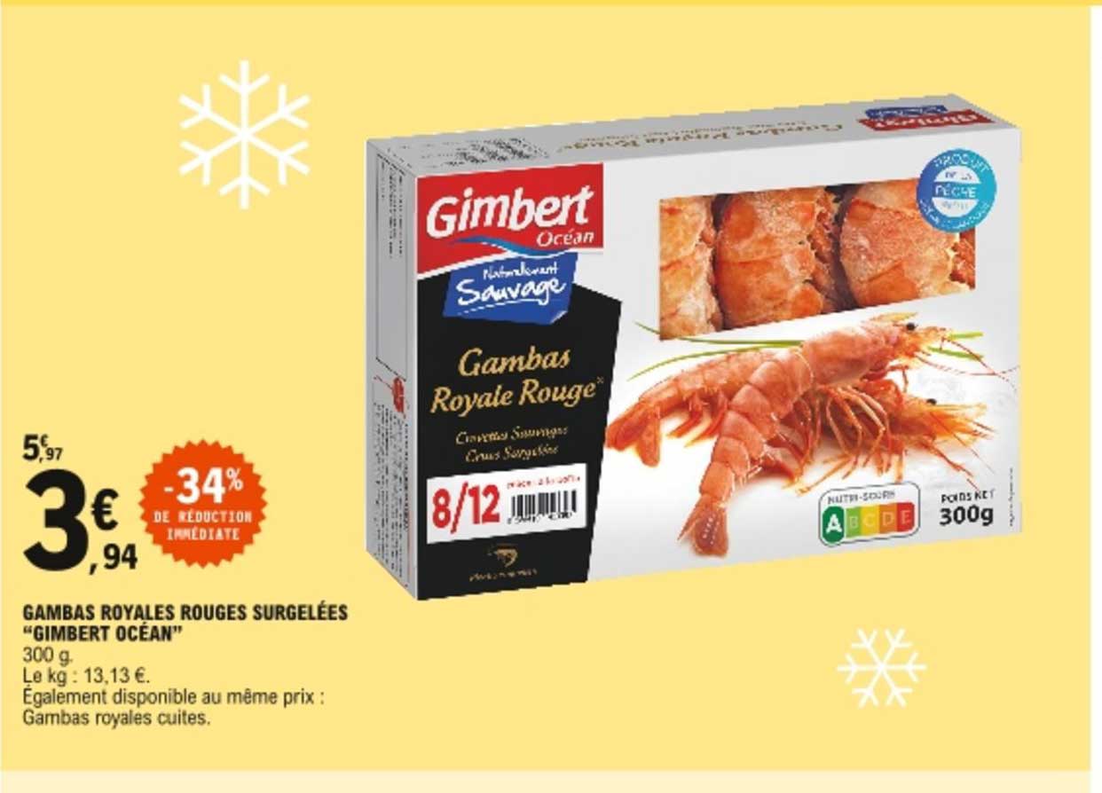 gambas royales rouges surgelées "gimbert océan"