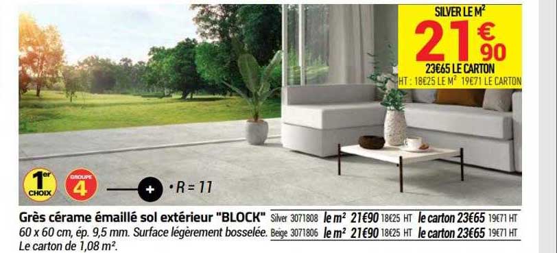 grès cérame émaillé sol extérieur "block"