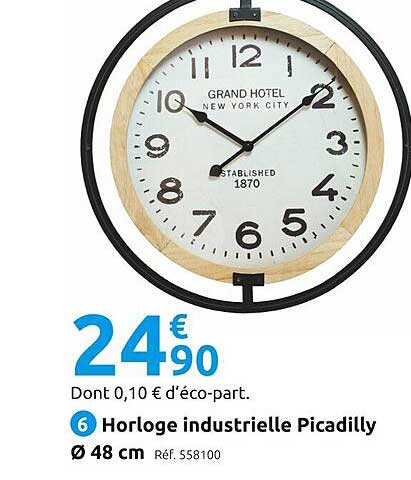 Horloge Industrielle Picadilly ø 48 Cm
