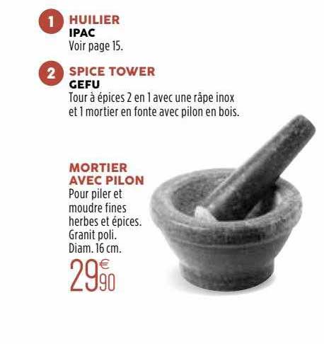 Huilier Ipac, Spice Tower Gefu, Mortier Avec Pilon
