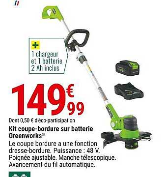 kit coupe-bordure sur batterie greenworks