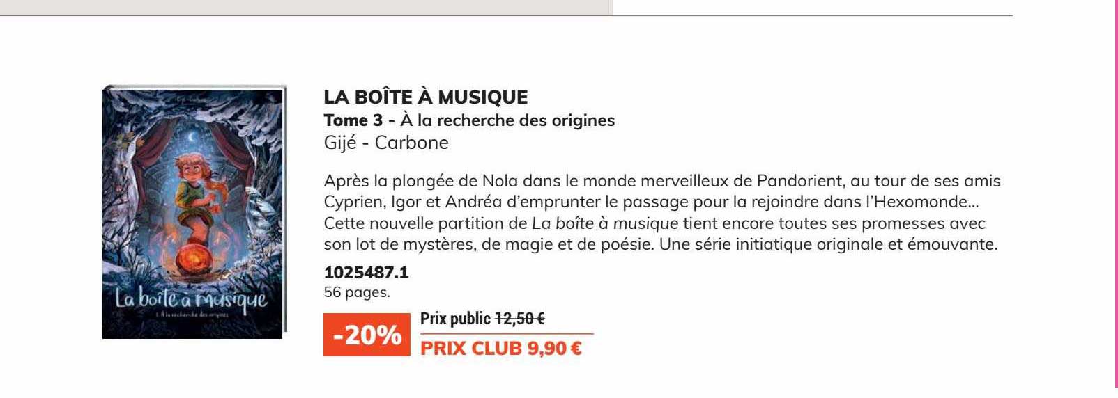 la boîte à musique tome 3 : à la recherche des origines - gijé - carbone
