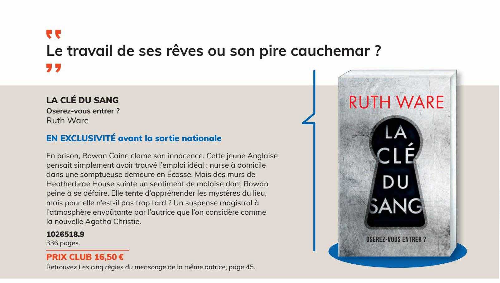 la clé du sang - ruth ware