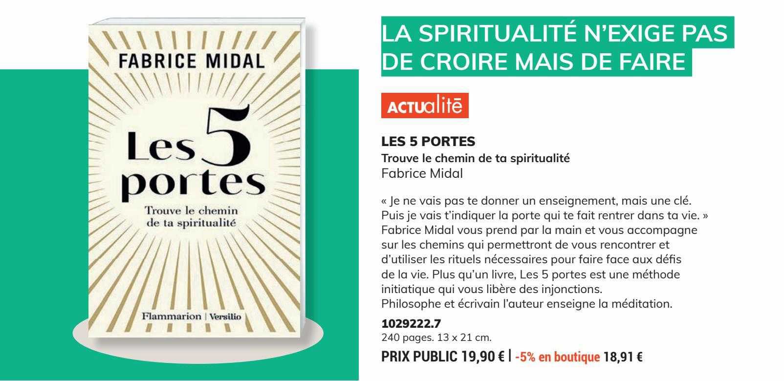 les 5 portes trouve le chemin de ta spiritualité fabrice midal