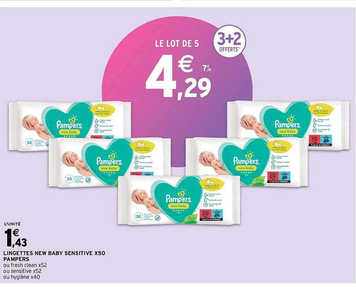 lingettes new baby sensitive x50 pampers