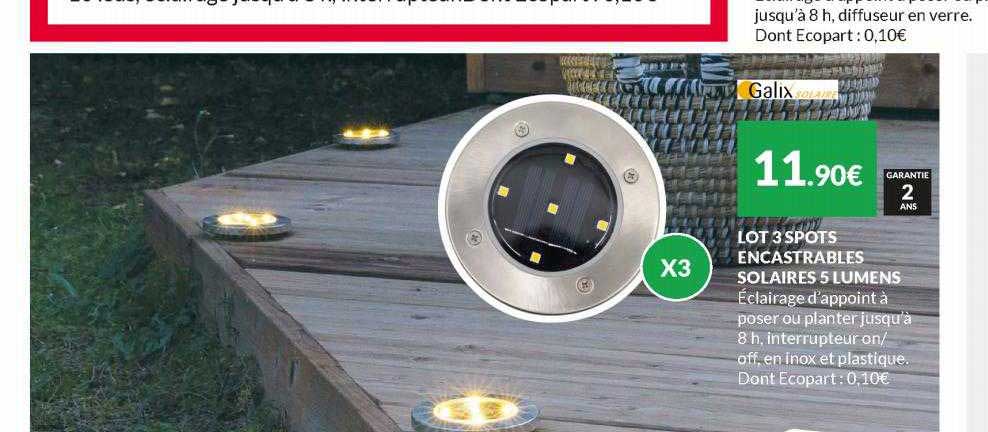 lot 3 spots encastrables solaires 5 lumens