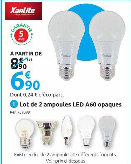 lot de 2 ampoules led a60 opaques xanLite