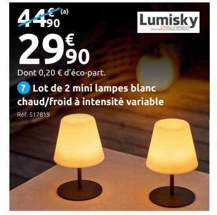 lot de 2 mini lampes blanc chaud-froid à intensité variable