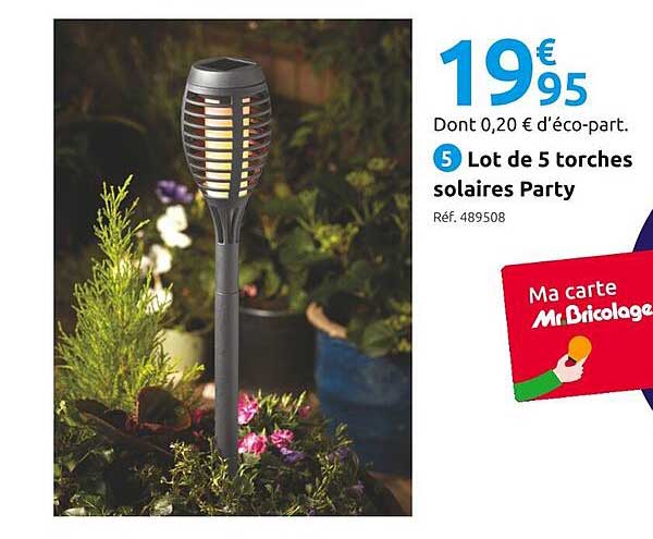 lot de 5 torches solaires party