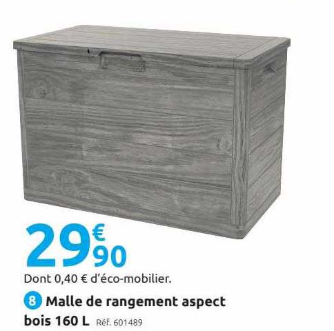 malle de rangement aspect bois 160 l