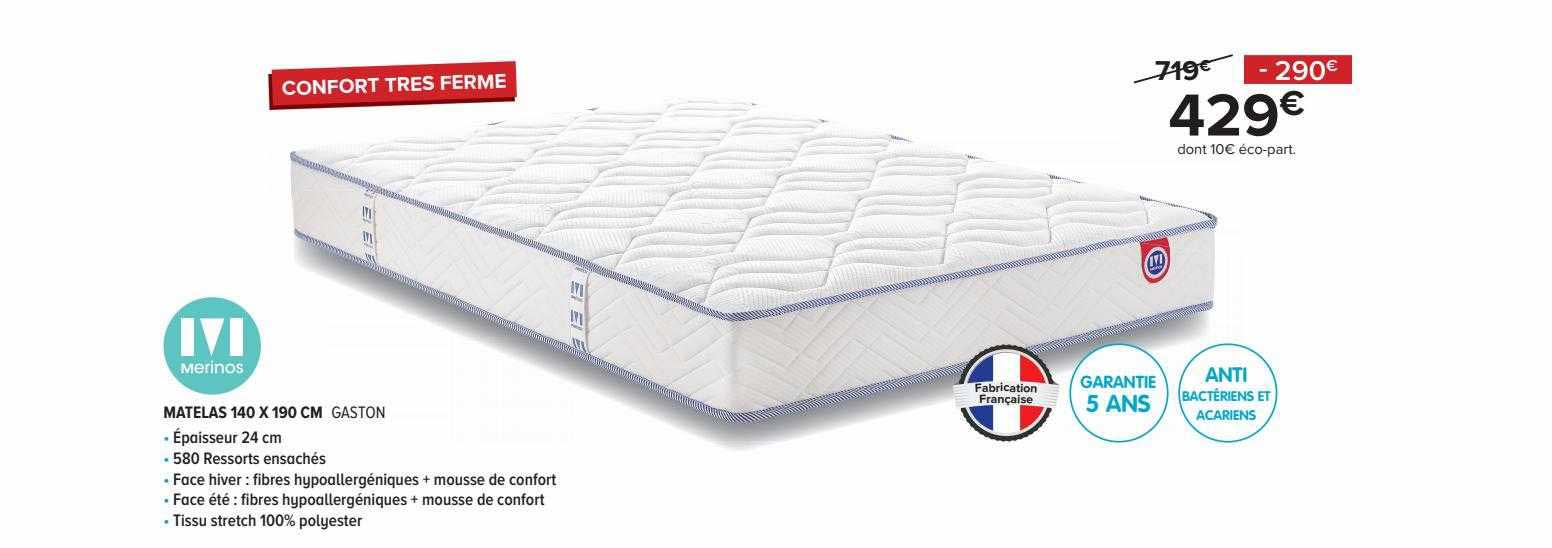 matelas 140 x 190 cm gaston