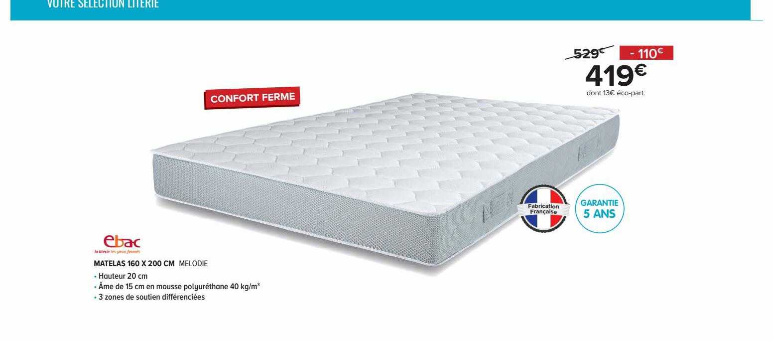 matelas 160 x 200 cm melodie
