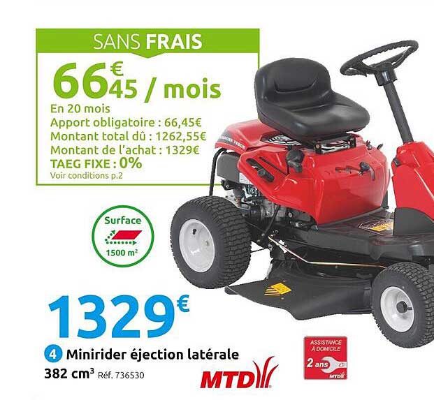 minirider éjection latérale 382 cm3 mtd